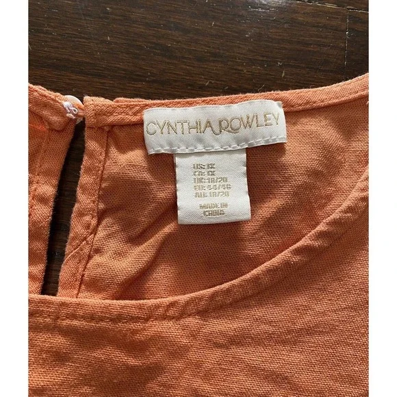 Cynthia Rowley Linen Blouse Women's Size 1X Flutter Bell Sleeve Scoop Neck - Picture 4 of 7